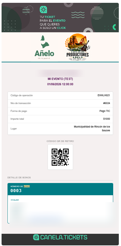E-ticket con QR